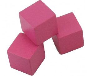 Cube en bois rose 1.6 cm. 16 x 16 x 16 mm