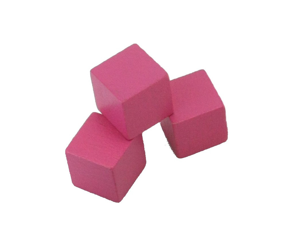 Cube en bois rose 1.6 cm. 16 x 16 x 16 mm
