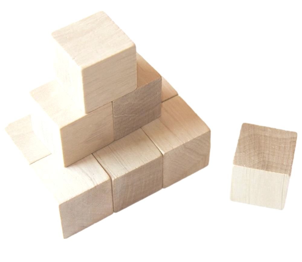 Cubes en bois 3 cm. 30 x 30 x 30 mm naturel