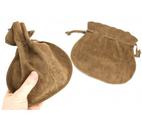 Bourse sac daim marron clair 17 x 18 cm