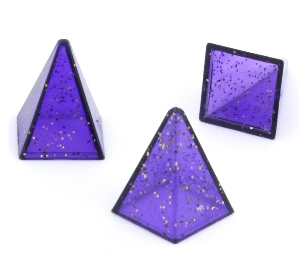 Pions pyramides pailletées violet 15 x 20 mm de jeu