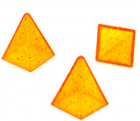 Pions pyramides pailletées orange 15 x 20 mm de jeu
