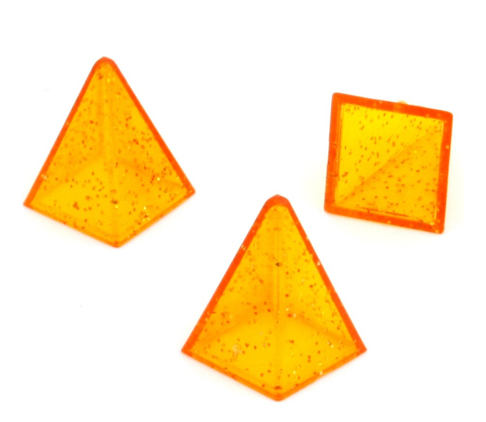 Pions pyramides pailletées orange 15 x 20 mm de jeu