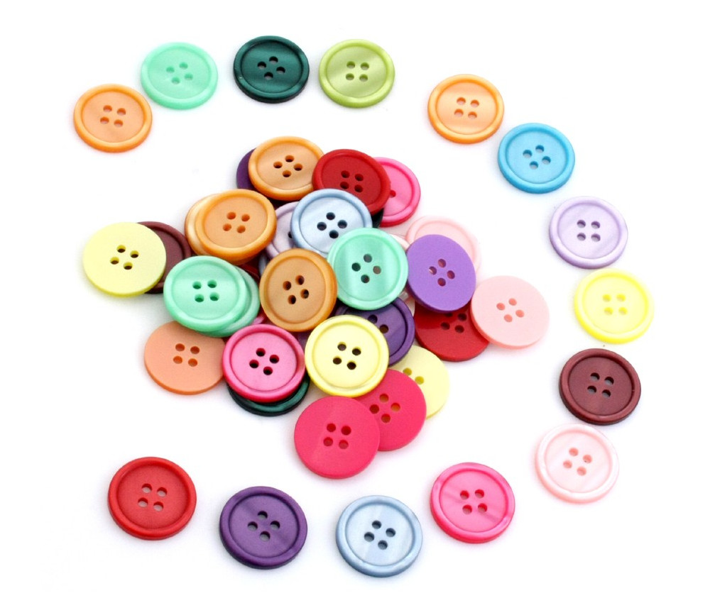 Set de 50 boutons multicolores diamètre 20 mm
