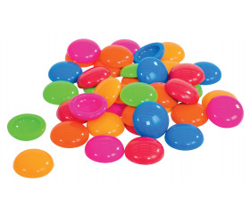 250 Pions galets 20 mm creux plastiques couleurs vives