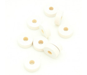 Jeton troué blanc bois pour jeu pions 21 x 7 mm à l'unité avec trou de 7 mm