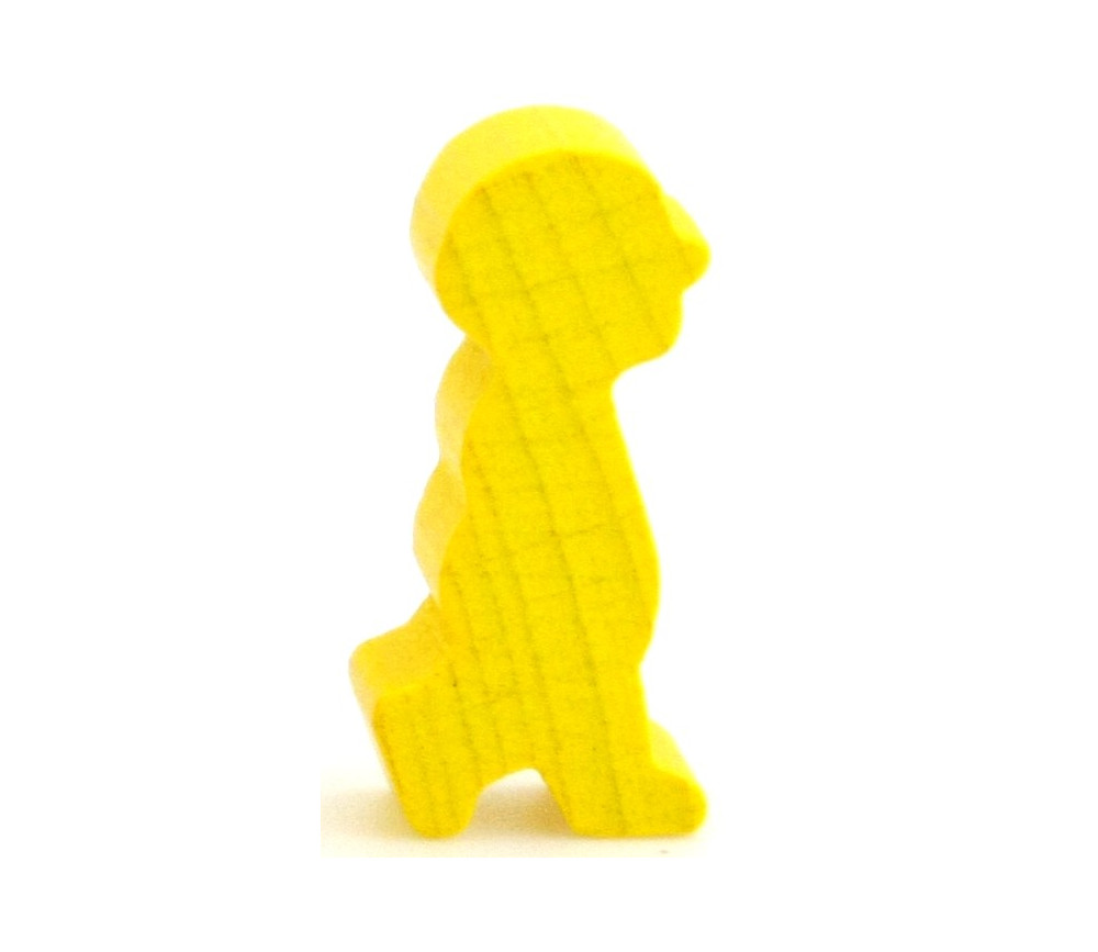 Pion personnage de profil en bois jaune 14 x 30 X 8 mm enfant garçon à l'unité