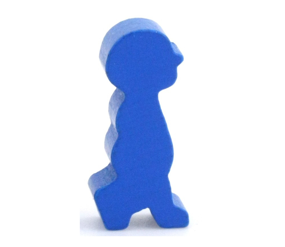 Pion personnage de profil en bois bleu 14 x 30 X 8 mm enfant garçon à l'unité