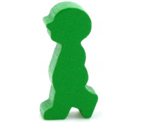 Pion personnage de profil en bois vert 14 x 30 X 8 mm enfant garçon à l'unité
